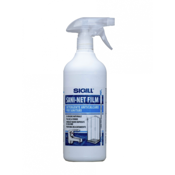 Detergente pulitore Anticalcare per sanitari Rubinetti Box Doccia Sani-net Film 750 ml - Sigill