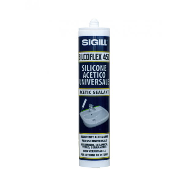 Silicone acetico trasparente resistente alle muffe universale Silcoflex 450 - Sigill