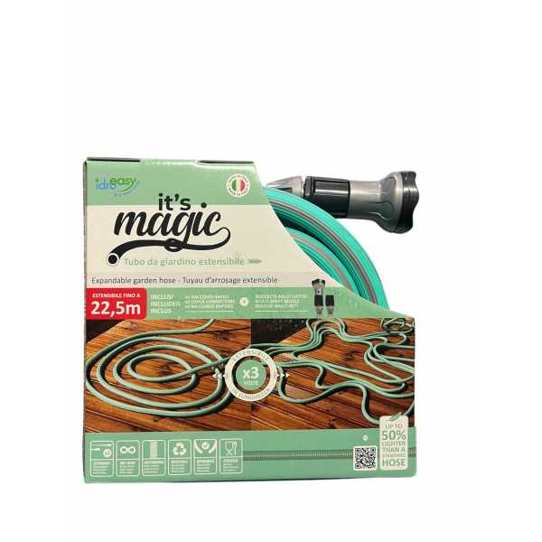 Tubo da giardino estensibile Magic soft 22 mt da 1/2" + Accessori