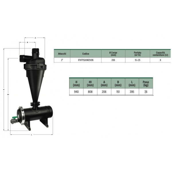 Filtro a sabbia idrociclonico 2" - Irritec - immagine 2